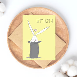 Vrolijk Pasen. Kute Bunny in een bovenste hoed - G Briefkaart