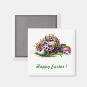 Vrolijk Pasen. mand met paaseieren Magneet (Voorkant / Achterkant)