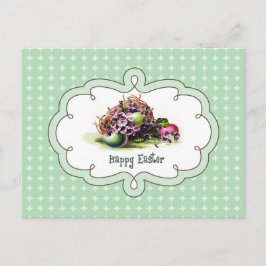 Vrolijk Pasen.  mandje met eieren Feestdagenkaart