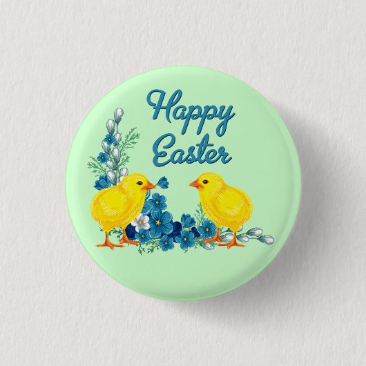 Vrolijk Pasen met Baby kippen Ronde Button 3,2 Cm (Voorkant)