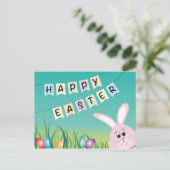 Vrolijk Pasen met Bunny en Eieren Feestdagenkaart (Staand voorkant)