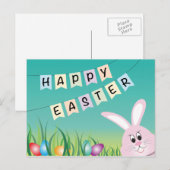 Vrolijk Pasen met Bunny en Eieren Feestdagenkaart (Voorkant / Achterkant)