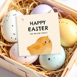 Vrolijk Pasen met een kleine oranje kip Bedankjes Labels