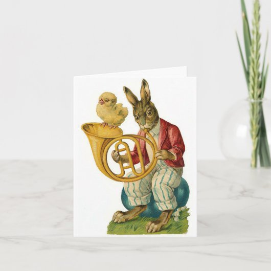 Vrolijk Pasen met Franse Hoorn  Feestdagen Kaart (Voorkant)