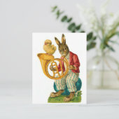 Vrolijk Pasen met Franse Hoorn  Feestdagenkaart (Staand voorkant)