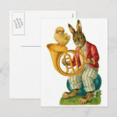 Vrolijk Pasen met Franse Hoorn  Feestdagenkaart (Voorkant / Achterkant)