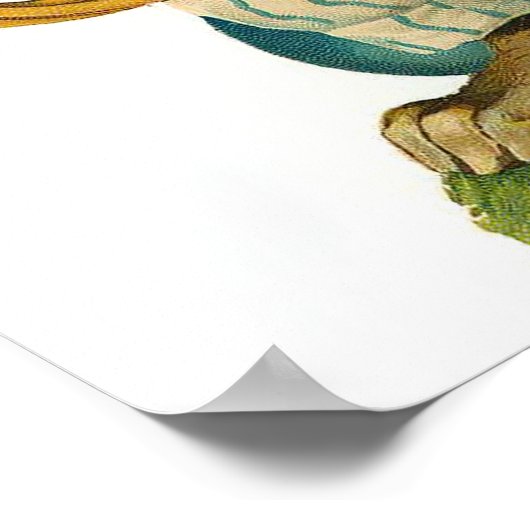 Vrolijk Pasen met Franse Hoorn  Poster (Hoek)