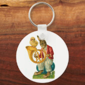 Vrolijk Pasen met Franse Hoorn  Sleutelhanger (Voorkant)