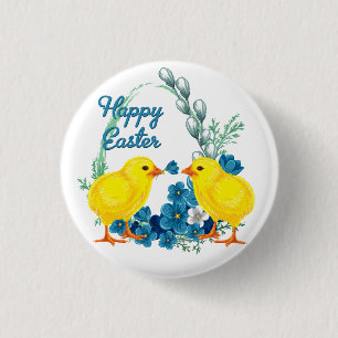 Vrolijk Pasen met kippen Ronde Button 3,2 Cm
