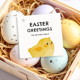 Vrolijk Pasen met kleine gele kip Bedankjes Labels