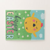 Vrolijk Pasen met leuke en leuke cartoon. Legpuzzel (Horizontaal)