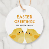 Vrolijk Pasen met twee kleine kippen Bedankjes Labels (Voorkant)