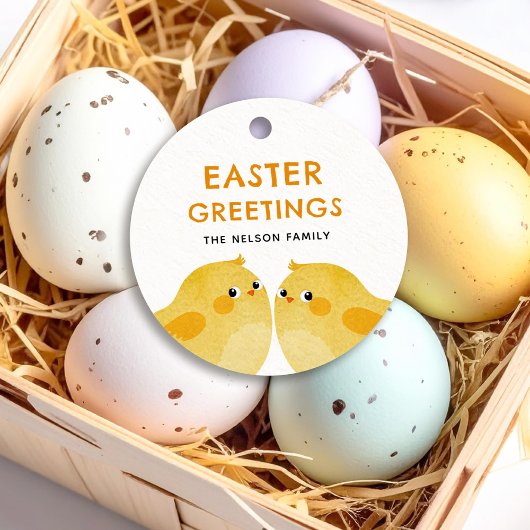 Vrolijk Pasen met twee kleine kippen Bedankjes Labels