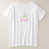 Vrolijk Pasen met vlinders Grote Maat T-shirt (Design achterkant)