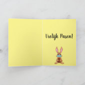 Vrolijk Pasen Nederlands paasfeest gemaskerd Bunny Feestdagen Kaart (Binnen)
