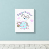 Vrolijk Pasen. Paasbunny Canvas Afdruk (Insitu (Houten vloer))