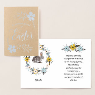 Vrolijk Pasen. Paasbunny Folie Kaarten