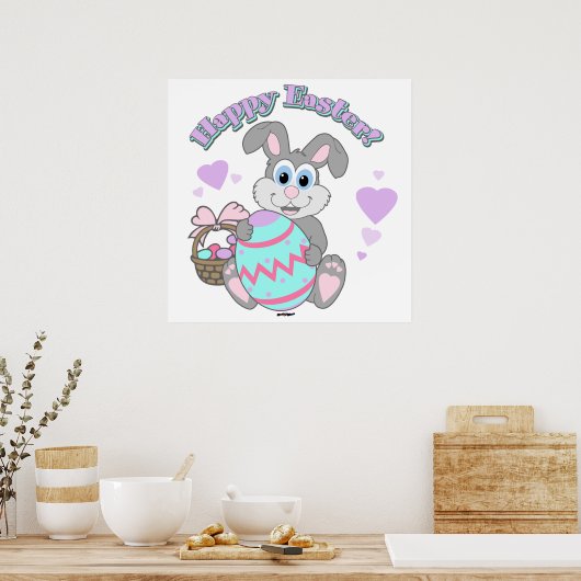 Vrolijk Pasen. Paasbunny Poster (Keuken)