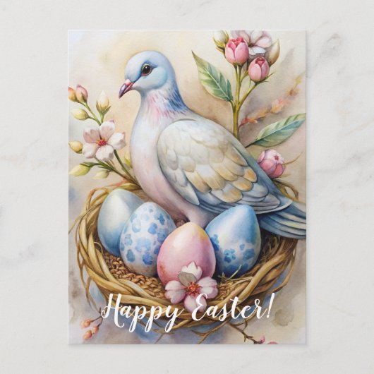 Vrolijk Pasen. Paasduif. Briefkaart (Voorkant)