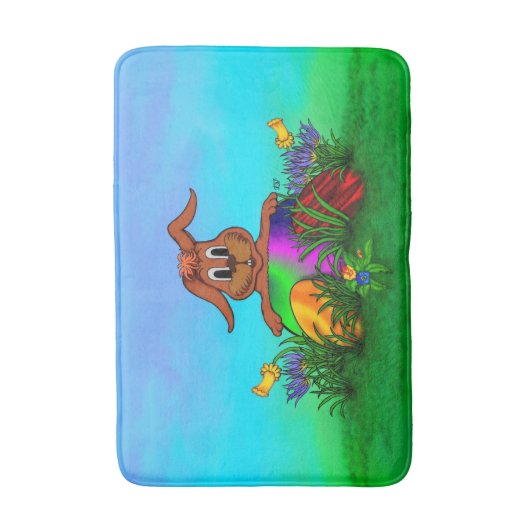 Vrolijk Pasen. Paaskonijn Badmat (Voorkant Verticaal)