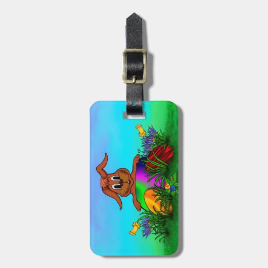 Vrolijk Pasen. Paaskonijn Bagagelabel (Voorkant verticaal)