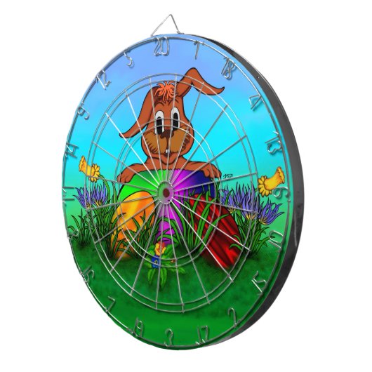 Vrolijk Pasen. Paaskonijn Dartbord (Voorkant Rechts)