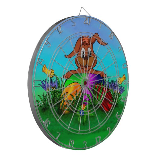 Vrolijk Pasen. Paaskonijn Dartbord (Voorkant Links)