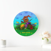 Vrolijk Pasen. Paaskonijn Grote Klok (Huis)