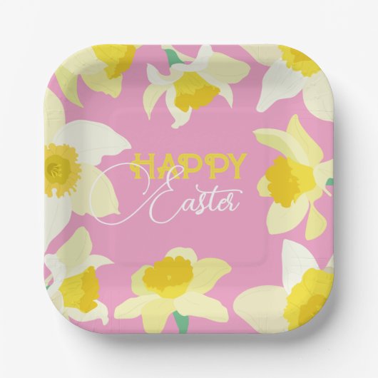 Vrolijk Pasen. Papieren Bordje (Voorkant)