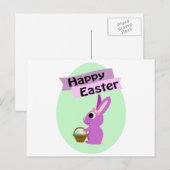 Vrolijk Pasen. Pink Bunny Feestdagenkaart (Voorkant / Achterkant)