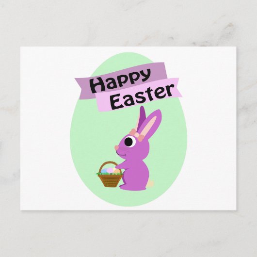 Vrolijk Pasen. Pink Bunny Feestdagenkaart (Voorkant)