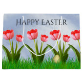 Vrolijk Pasen: Pink Tulips Floral Photography Egg Groot Cadeauzakje (Voorkant)