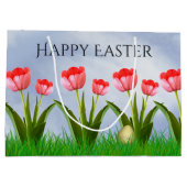 Vrolijk Pasen: Pink Tulips Floral Photography Egg Groot Cadeauzakje (Achterkant)