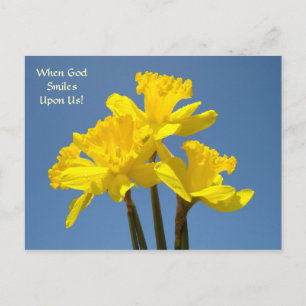 Vrolijk Pasen. Post-kaarten als God ons glimlacht Feestdagenkaart