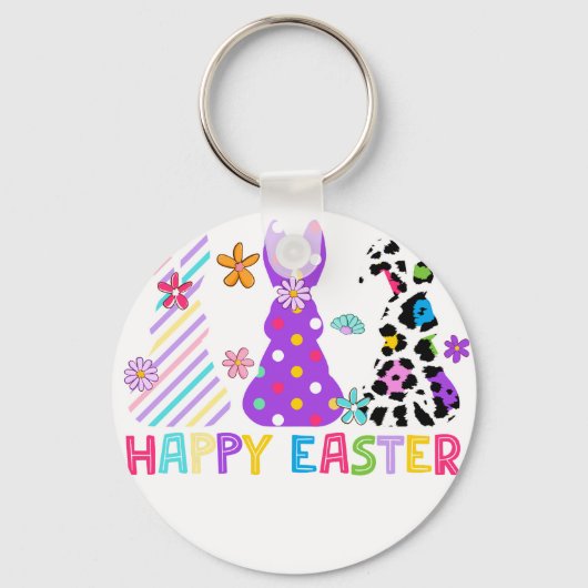 vrolijk pasen, retro, vintage sleutelhanger (Voorkant)