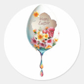 Vrolijk Pasen. Ronde Sticker (Voorkant)