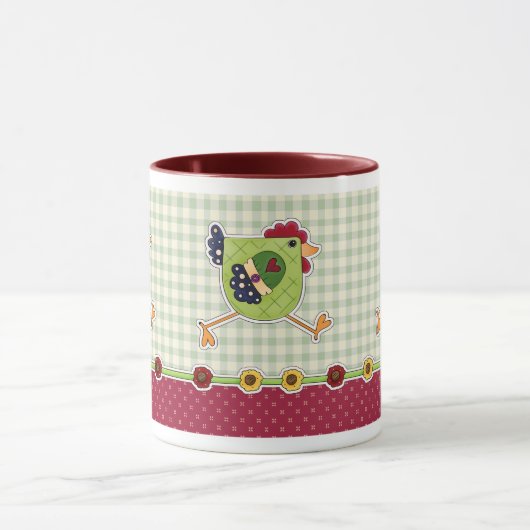 Vrolijk Pasen. Rustieke Roosters Design Gift Mok (Midden)