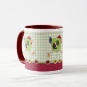 Vrolijk Pasen. Rustieke Roosters Design Gift Mok (Voorkant links)