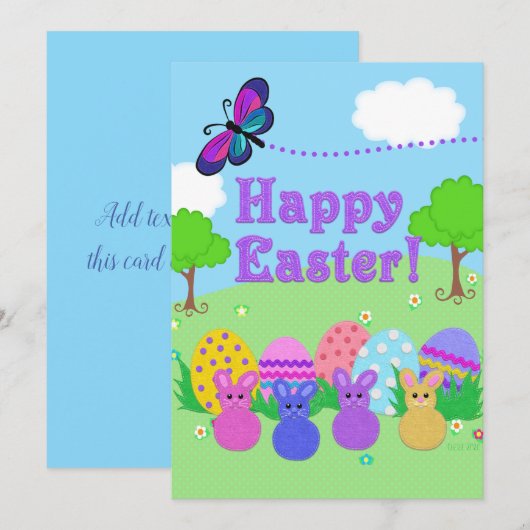  Vrolijk Pasen! Smelteieren en -Bunnies Feestdagenkaart (Voorkant / Achterkant)