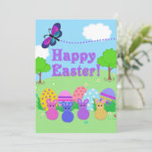  Vrolijk Pasen! Smelteieren en -Bunnies Feestdagenkaart (Staand voorkant)