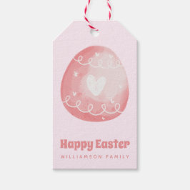 Vrolijk Pasen. Snellroze paaseieren Cadeaulabel