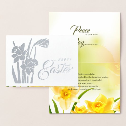 Vrolijk Pasen. Spring Daffodils Folie Kaarten (Display)