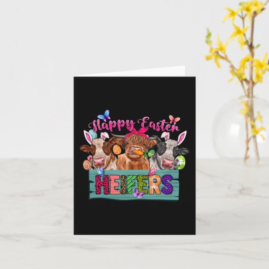 Vrolijk Pasen Vaarzen Pasen Koeien Met Eieren Koni Kaart (Gele Bloem)