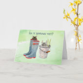 Vrolijk Pasen van het Wenskaart van de Kat Lente Kaart (Gele Bloem)