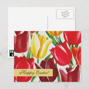 Vrolijk Pasen. Veertulpen Briefkaarten voor het sc