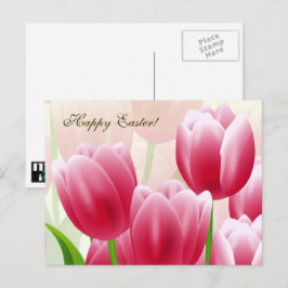 Vrolijk Pasen. Veertulpen Feestdagenkaart