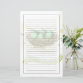 Vrolijk Pasen. - Vogelnest met kleurrijke eieren Briefpapier (Staand voorkant)