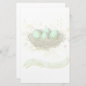 Vrolijk Pasen. - Vogelnest met kleurrijke eieren Briefpapier (Voorkant / Achterkant)