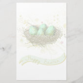 Vrolijk Pasen. - Vogelnest met kleurrijke eieren Briefpapier (Voorkant)