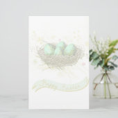 Vrolijk Pasen. - Vogelnest met kleurrijke eieren Briefpapier (Staand voorkant)